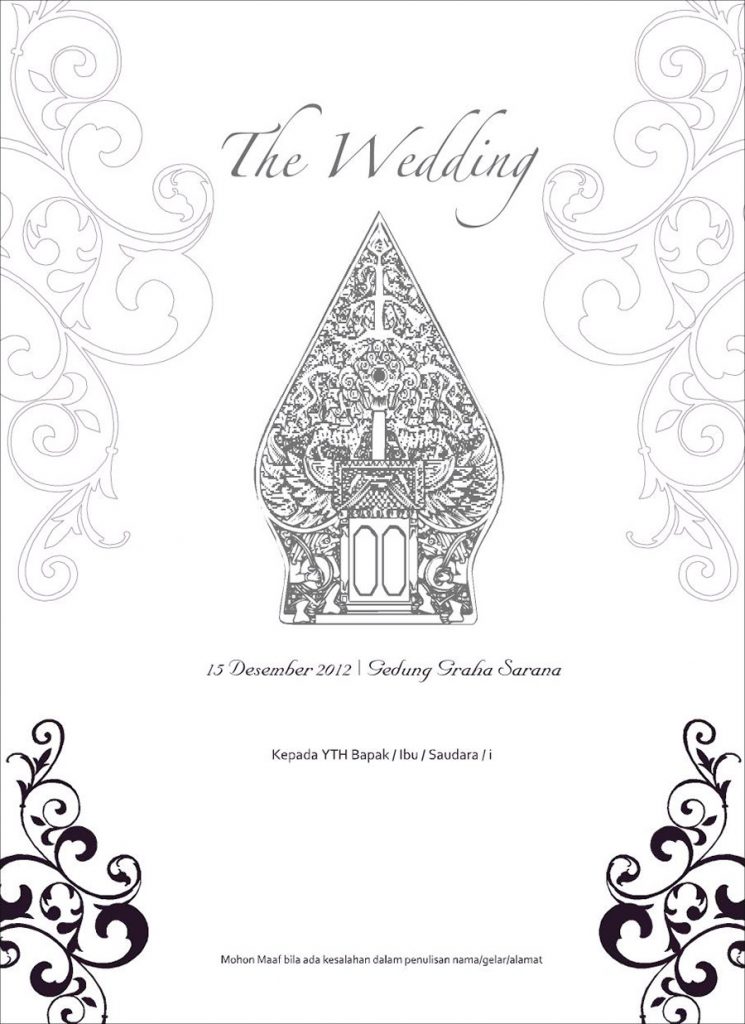 Undangan pernikahan dengan pemakaian simbol