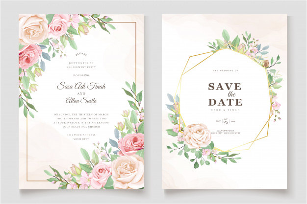 Contoh undangan dengan floral background