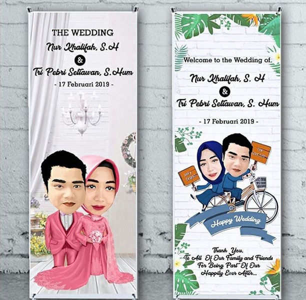 Contoh banner pernikahan dengan tampilan monokrom